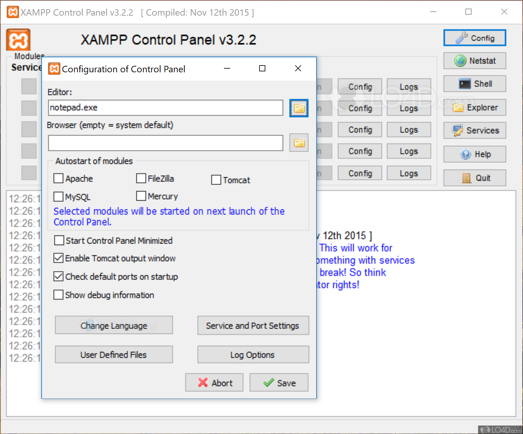 xampp control panel v3.2.1
